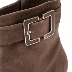 Pre Owned Dior Beige Suede Buckle Detail Ankle Boots Size 40