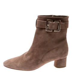 Pre Owned Dior Beige Suede Buckle Detail Ankle Boots Size 40