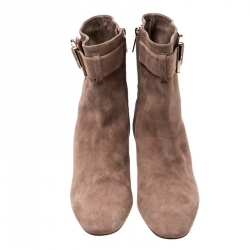 Pre Owned Dior Beige Suede Buckle Detail Ankle Boots Size 40