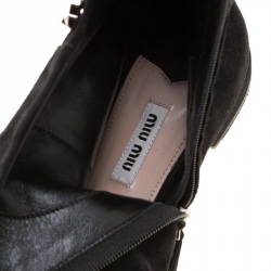 Miu Miu Black Suede Embellished Ankle Boots Size 38