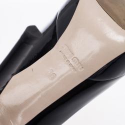 مملوكة مسبقًا Miu Miu Black Patent Peep Toe Mary Jane Pumps Size 36