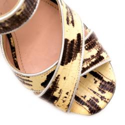 Pre Owned Miu Miu Grey Snakeskin Platform Sandals Size 38