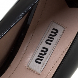 Pre Owned Miu Miu Black Patent Leather Pointed Toe Kitten Heel Pumps Size 37.5