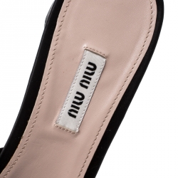 Miu Miu Black Crsytal Embellished Satin and Canvas Slide Sandals Size 40.5