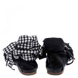 Miu Miu Black Belted Leather Ankle Wrap Ballet Flats Size 37.5