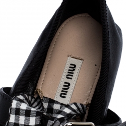 Miu Miu Black Belted Leather Ankle Wrap Ballet Flats Size 37.5