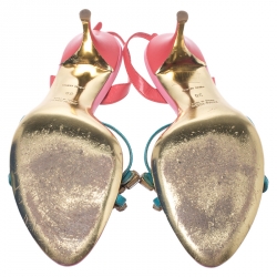 Miu Miu Multicolor Crystal Embellished Leather Slingback Sandals Size 38