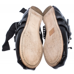 Miu Miu Black Leather Buckle Bow Ballet Flats Size 38.5