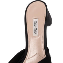 Miu Miu Black Satin Crystal Embellished Open Toe Sandals Size 38.5