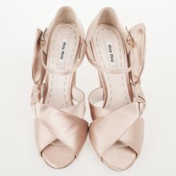 Pre Owned Miu Miu Satin Ankle Strap Sandals Size 39