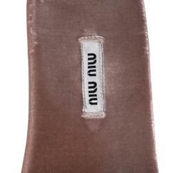 Pre Owned Miu Miu Pink Velvet Faux Pearl Embellished Flat Sandals Size 38