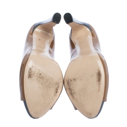 Miu Miu Brown/Black Patent Leather Peep Toe Platform Pumps Size 39