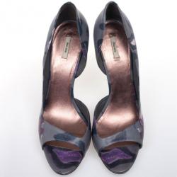 Pre Owned Miu Miu Printed Leather Dórsay Pumps Size 41