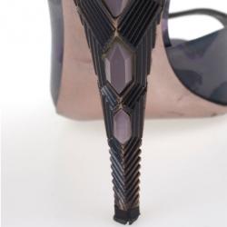 Pre Owned Miu Miu Printed Leather Dórsay Pumps Size 41