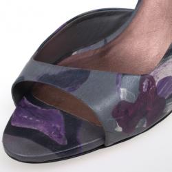 Pre Owned Miu Miu Printed Leather Dórsay Pumps Size 41