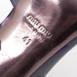 Pre Owned Miu Miu Printed Leather Dórsay Pumps Size 41