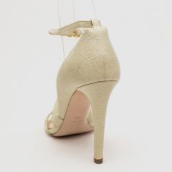 Pre Owned Miu Miu Cream Embossed Leather Ankle Strap Sandals Size 36.5