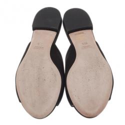 مملوكة مسبقًا Miu Miu Black Jeweled Satin Flat Slides Size 39.5