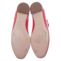 Pre Owned Miu Miu Pink Patent Mary Jane Ballet Flats Size 38.5