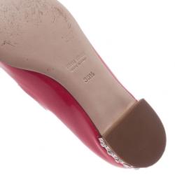 Pre Owned Miu Miu Pink Patent Mary Jane Ballet Flats Size 38.5