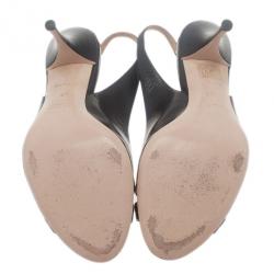 Pre Owned Miu Miu Black Leather Slingback Sandals Size 37