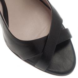 Pre Owned Miu Miu Black Leather Slingback Sandals Size 37