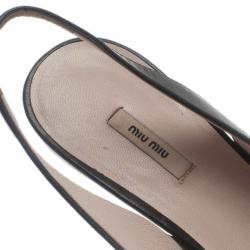 Pre Owned Miu Miu Black Leather Slingback Sandals Size 37