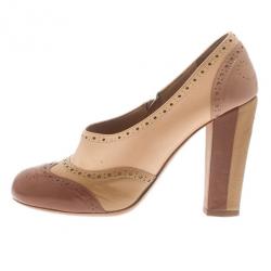 مملوكة مسبقًا Miu Miu Beige Patent Leather Brogue Pumps Size 38