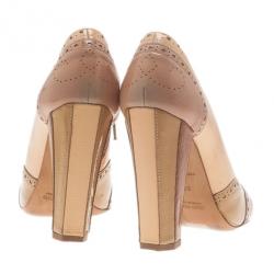 مملوكة مسبقًا Miu Miu Beige Patent Leather Brogue Pumps Size 38