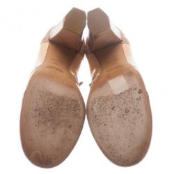 مملوكة مسبقًا Miu Miu Beige Patent Leather Brogue Pumps Size 38