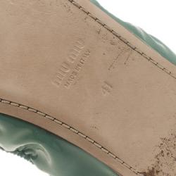Pre Owned Miu Miu Green Patent Leather Jeweled Ballet Flats Size 41