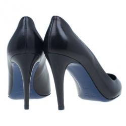 Pre Owned Miu Miu Black Leather Pointed Toe Pumps Size 38.5