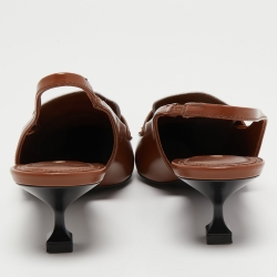 Pre Owned Miu Miu Brown Leather Slingback  Loafer Pumps Size 38