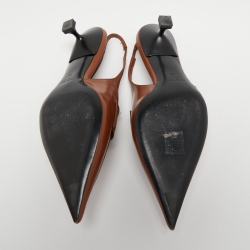 Pre Owned Miu Miu Brown Leather Slingback  Loafer Pumps Size 38