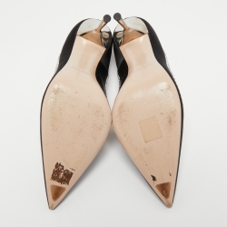 Miu Miu Black Satin Embellished Pointed Toe Pumps Size 37.5