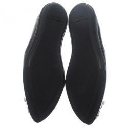 مملوكة مسبقًا حذاء مريح ميو ميو جلد أسود زخارف كريستالية مقاس 42