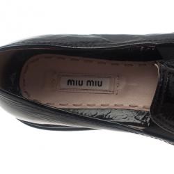 مملوكة مسبقًا حذاء مريح ميو ميو جلد أسود زخارف كريستالية مقاس 42