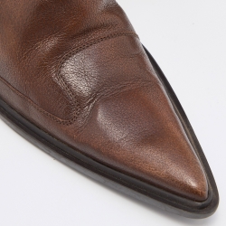Miu Miu Brown Leather Mid Calf Pointed Toe Boots Size 40