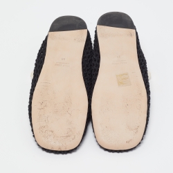 Miu Miu Black Mesh Mary Jane Pearl Chain Embellished Ballet Flats Size 38