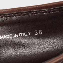 Pre Owned Miu Miu Brown Leather Buckle Knee Length Boots Size 36