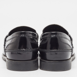 مملوكة مسبقًا Miu Miu Black/White Patent Leather Coin Penny Loafers Size 39