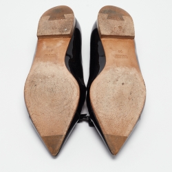 Miu Miu Black Patent Bow Smoking Slipper Size 38  