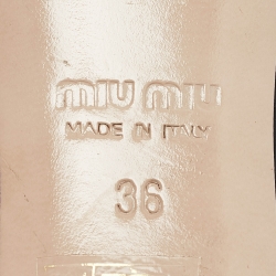 Pre Owned Miu Miu Black Patent Leather Crystals Heel Peep Toe Pumps Size 36