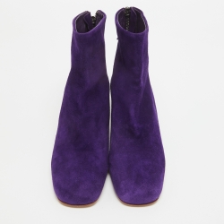 Miu Miu Purple Suede  Crystal Embellished Ankle Boots Size 37