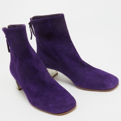 Miu Miu Purple Suede  Crystal Embellished Ankle Boots Size 37