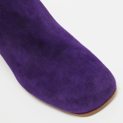 Miu Miu Purple Suede  Crystal Embellished Ankle Boots Size 37