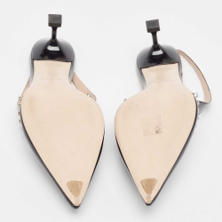 Pre Owned Miu Miu Black Patent Crystal Embellished Pumps Size 41