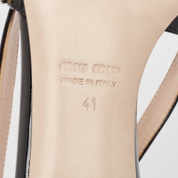 Pre Owned Miu Miu Black Patent Crystal Embellished Pumps Size 41