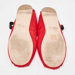 Pre Owned Miu Miu Red Satin Ballet Flats Size 39.5