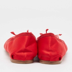 Pre Owned Miu Miu Red Satin Ballet Flats Size 39.5